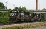 NS 6669 leads train 920's power past the signals at Russel